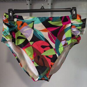 NWT Bar III Women's Tropic High Rise Side Shirred Bikini Size XL $40 10HL150
